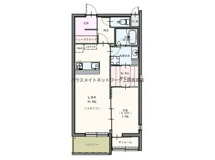 ミカエル高田(1LDK/2階)の間取り写真