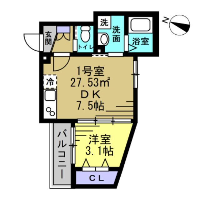 ラ・ルポI(1DK/1階)の間取り写真