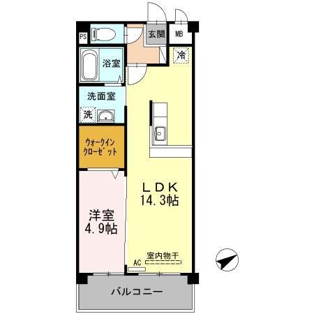 FAMILLE王司(1LDK/2階)の間取り写真
