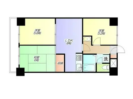 中銀第2東上野マンシオン(3LDK/7階)の間取り写真