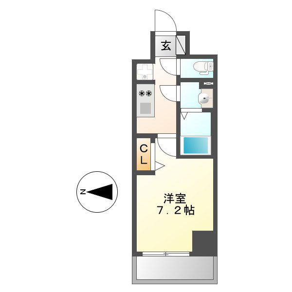 プレサンス久屋大通公園セラフィ(1K/6階)の間取り写真
