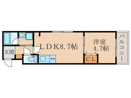 サクシード墨染(1LDK/3階)の間取り写真