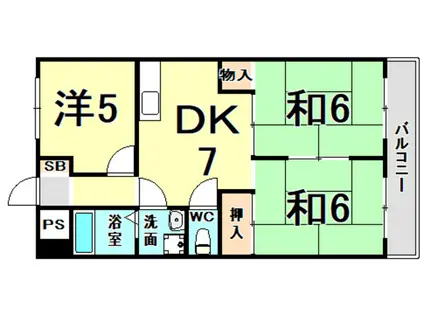 橋本第2マンション(3DK/1階)の間取り写真