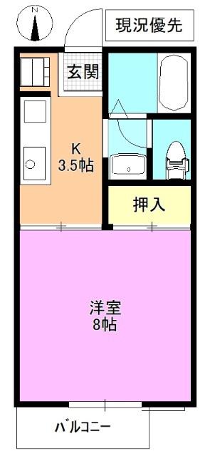 ハイツメリーメリー(1K/1階)の間取り写真