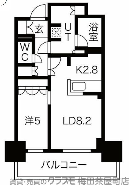 ローレルタワー堺筋本町(1LDK/5階)の間取り写真