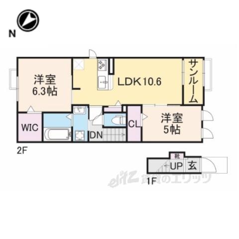 メゾン・シャトンⅡ(2LDK/2階)の間取り写真