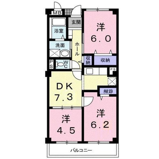 グラディオ・AKAYAMA(3DK/3階)の間取り写真