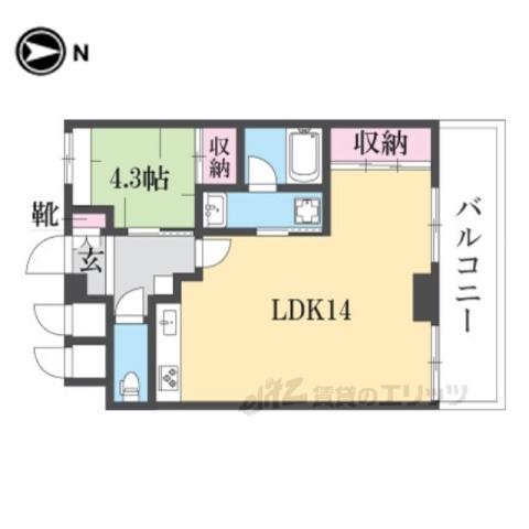 りーべる王寺西館(1LDK/4階)の間取り写真