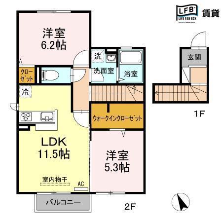 SEJOUR清瀬II(2LDK/2階)の間取り写真