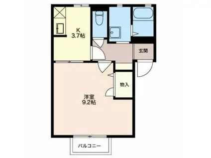 プレミールD(1K/1階)の間取り写真