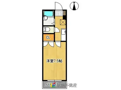 TKハイツ B(1K/2階)の間取り写真