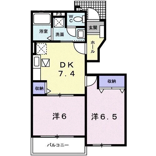 アムールメゾンA(2DK/1階)の間取り写真