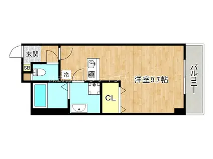 ラグタイム平野(ワンルーム/6階)の間取り写真