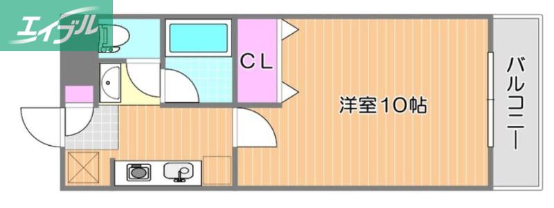 ピュアベルデ奥田本町(1K/1階)の間取り写真