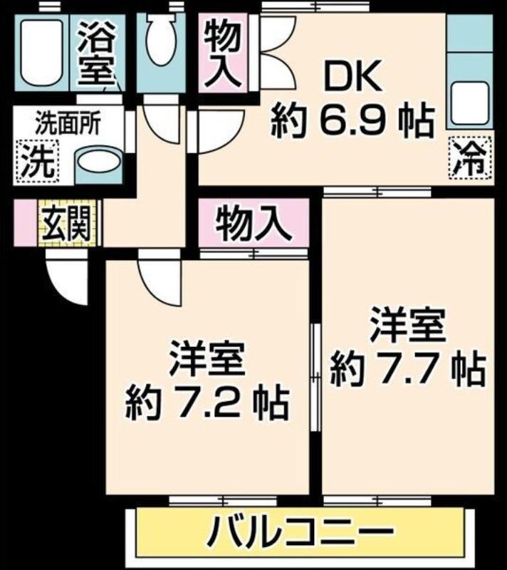 ガーデンタウンC(2DK/2階)の間取り写真