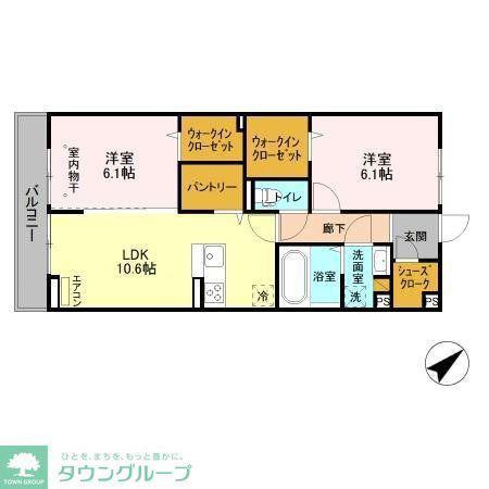 フェリーチェおおたかの森II(2LDK/2階)の間取り写真