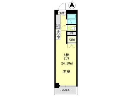 カーサ大森A棟(ワンルーム/2階)の間取り写真