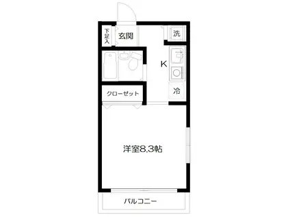 カサ・デ・グロリア(1K/2階)の間取り写真