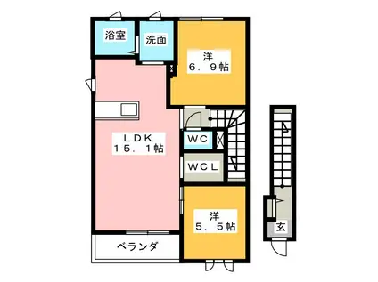 シャルマンA(2LDK/2階)の間取り写真