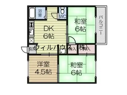 タウニーN(3DK/1階)の間取り写真