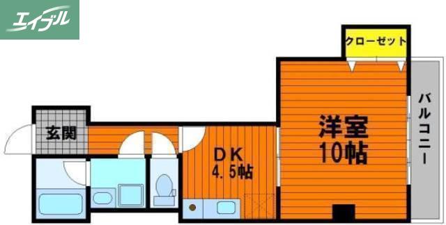 メゾンエース(1DK/2階)の間取り写真