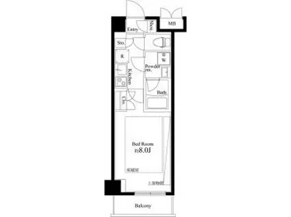 ARTECASA ALIVIE 綾瀬(1K/2階)の間取り写真