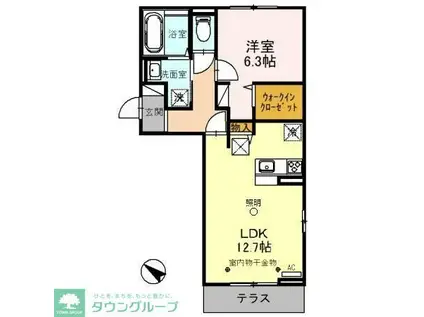 リヴィエール I(1LDK/1階)の間取り写真