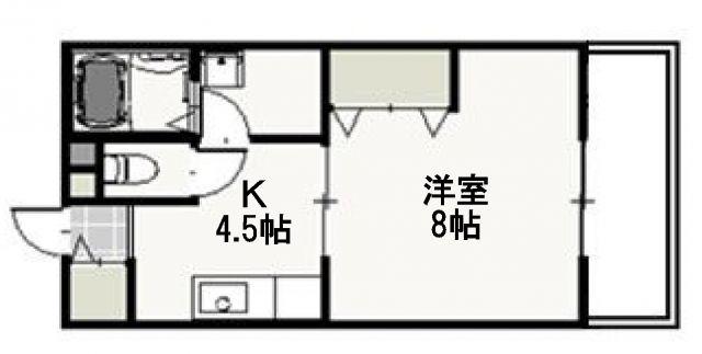 ウヴリール(1K/2階)の間取り写真