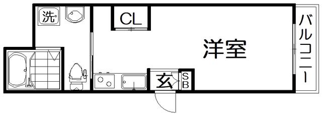 CHOU CHOU MAKINOHONMACHI(ワンルーム/1階)の間取り写真
