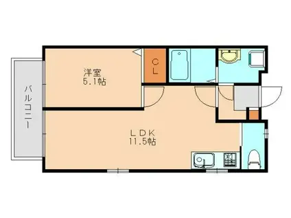 モアメゾン A(1LDK/1階)の間取り写真