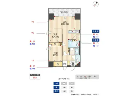 インシグニア渡辺通(2LDK/5階)の間取り写真