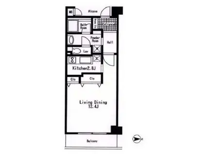 グランハイツ池尻(1K/2階)の間取り写真