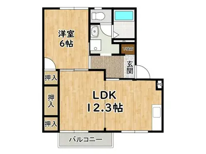 ラ・フォーレ21(1LDK/2階)の間取り写真