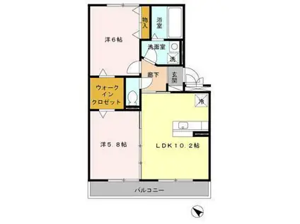 ハピネスヒルズ(2LDK/1階)の間取り写真