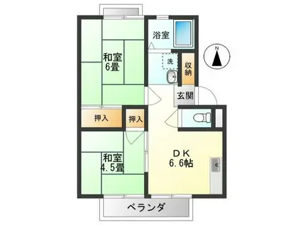 プリムラハイツA(2DK/1階)の間取り写真