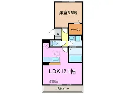 クレア浦里(1LDK/2階)の間取り写真