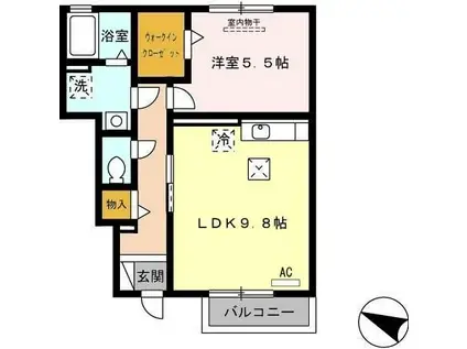 セレッソ(1LDK/1階)の間取り写真