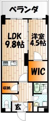 アヴィニールグランデ金田(1LDK/5階)の間取り写真