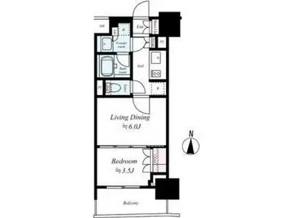 オープンレジデンシア栄サザンスクエア(2K/6階)の間取り写真