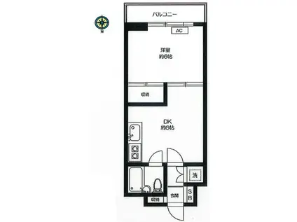 エスポワール千駄木(1DK/2階)の間取り写真