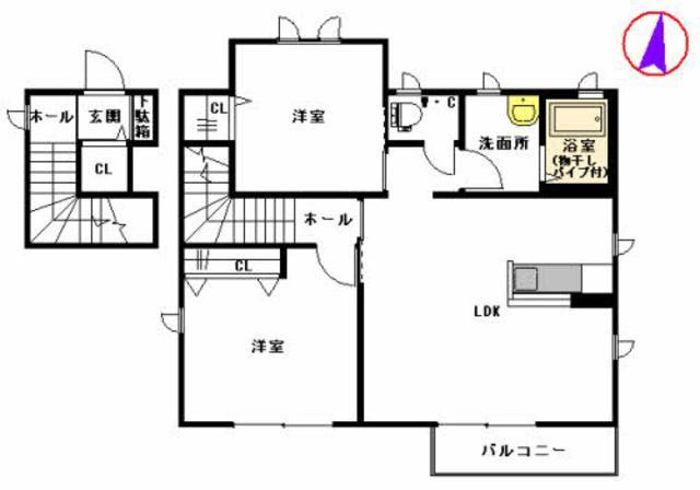 プレミール G棟(2LDK/2階)の間取り写真