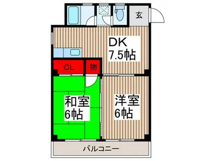 荻野マンション(2DK/3階)の間取り写真