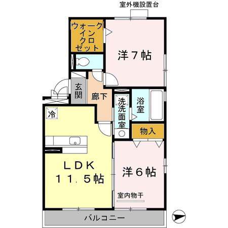 サンシャイン・ヒルズ(2LDK/3階)の間取り写真