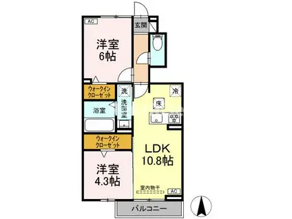 ノーヴェル奥田(2LDK/1階)の間取り写真