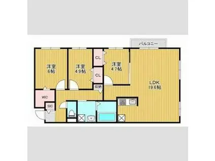 THE RESIDENCE 南平岸(3LDK/3階)の間取り写真