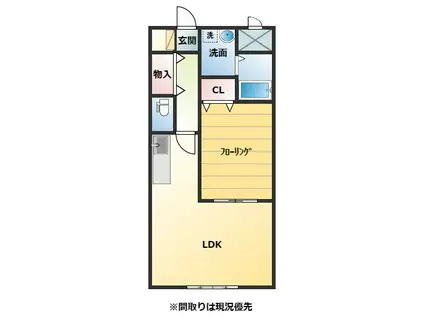 アンプルールクラージュパンセ(1LDK/1階)の間取り写真