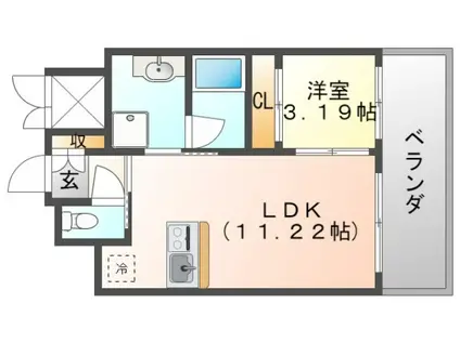 ノルデンタワー江坂プレミアム(1LDK/20階)の間取り写真