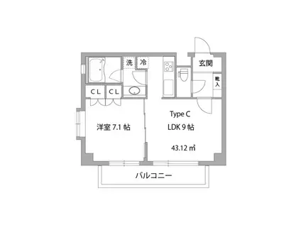 ガーデン中野(1LDK/4階)の間取り写真