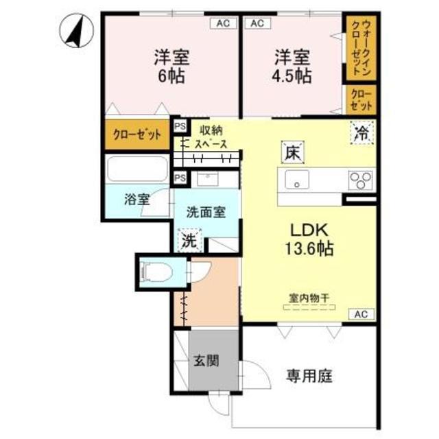 グラン・マーレ(2LDK/1階)の間取り写真