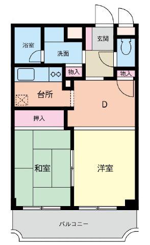 メゾンボヌール(2DK/4階)の間取り写真